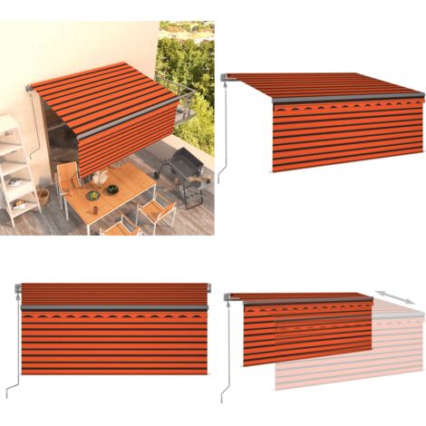 Tenda Retrattile Automatica Parasole 3,5x2,5m Arancio e Marrone - Tenda parasole - Tenda da sole esterna