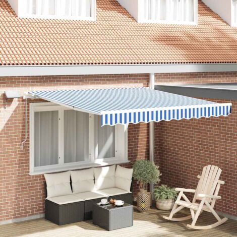 Tenda Retrattile con Blu e bianco 3.5 x 2.5 m Tessuto e metallo vidaXL