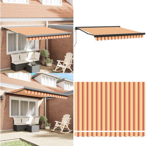 Tenda Retrattile Gialla e Bianca 3x2,5 m in Tessuto e Alluminio - Tenda da patio - Tenda retrattile alluminio