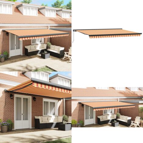 Tenda Retrattile Gialla e Bianca 4,5x3 m in Tessuto e Alluminio - Tenda da giardino - Tenda da patio
