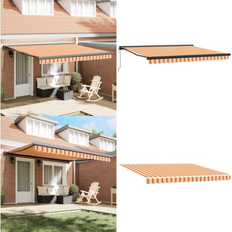 Tenda Retrattile Gialla e Bianca 4,5x3 m in Tessuto e Alluminio - Tenda da patio - Tenda retrattile