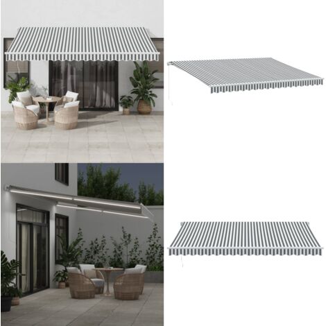 Tenda Retrattile Manuale con LED Antracite e Bianco 450x350 cm - Tenda da sole con luci LED - Tenda da sole antracite