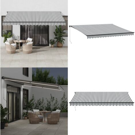 Tenda Retrattile Manuale con LED Antracite e Bianco 450x350 cm - Tenda da sole con luci LED - Tenda da sole autoportante