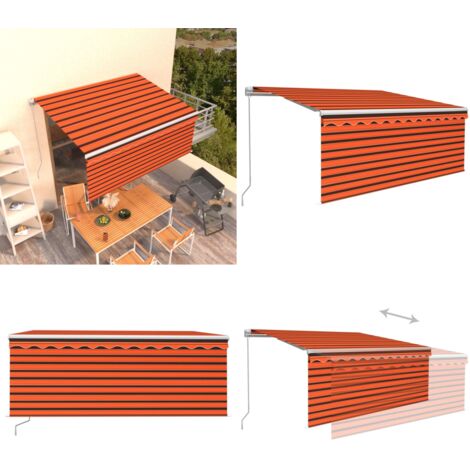 Tenda Retrattile Manuale con Parasole 3x2,5m Arancione Marrone - Tenda retrattile - Parasole