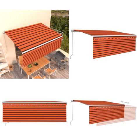 Tenda Retrattile Manuale con Parasole 4,5x3m Arancione Marrone - Tenda retrattile - Parasole