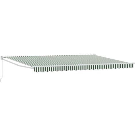 Tenda Retrattile Rigato Verde e Bianco 500 × 300 cm vidaXL