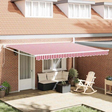 Tenda Retrattile Rosso e bianco 450 × 300 cm Tessuto vidaXL