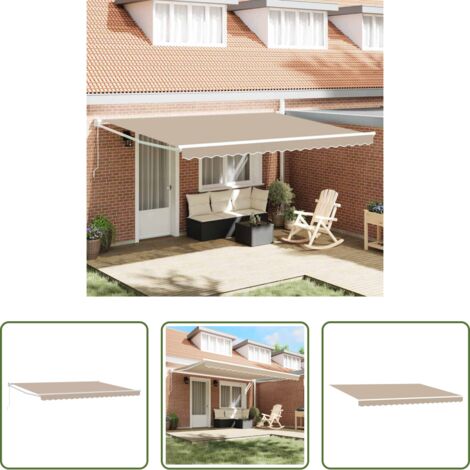 Tenda retrattile -  Tenda da Sole Beige 4,5 × 3 m Poliestere e metallo