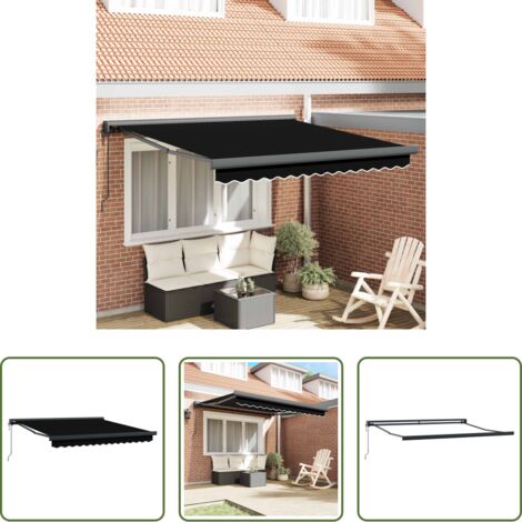 Tenda retrattile - Tenda da Sole Nero 300 x 250 x 165 cm Poliestere e Alluminio