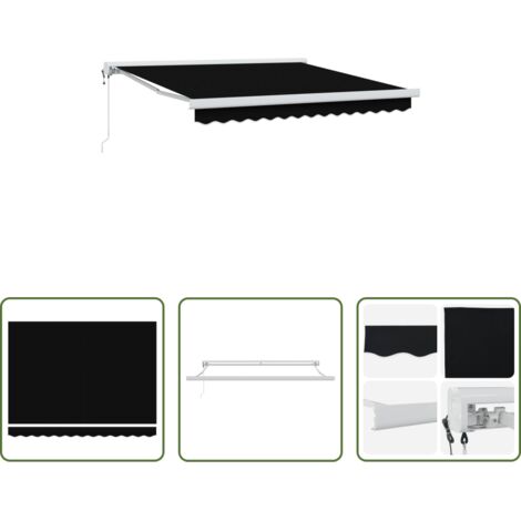 Tenda retrattile -  Tenda da Sole Nero 350 x 250 cm Poliestere e Alluminio