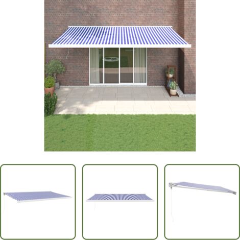 Tenda retrattile -  Tenda da Sole Retrattile Blu e Bianca 5x3 m Tessuto e Alluminio