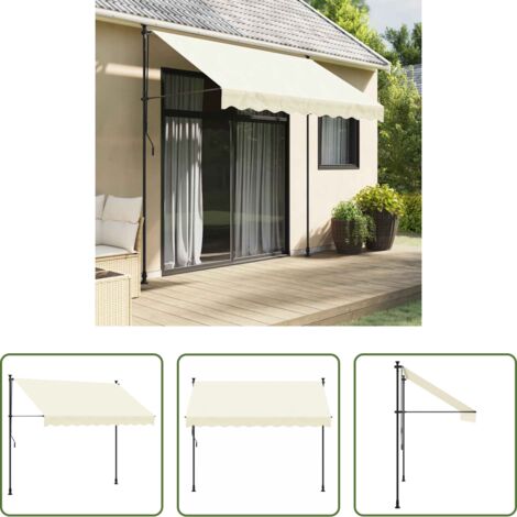 Tenda retrattile -  Tenda da Sole Retrattile Crema 300x150 cm in Tessuto e Acciaio