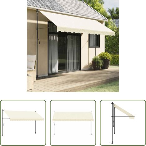 Tenda retrattile -  Tenda da Sole Retrattile Crema 350x150 cm in Tessuto e Acciaio