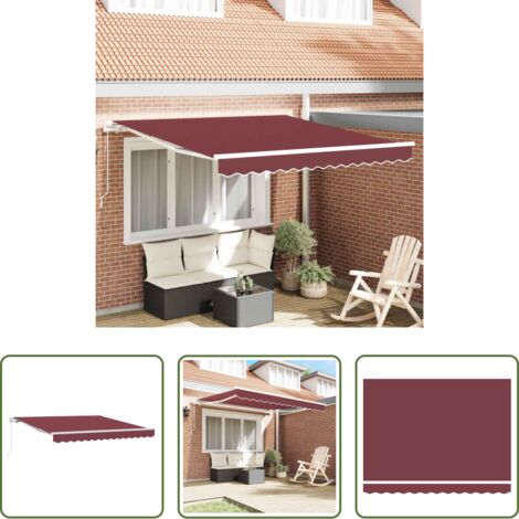 Tenda retrattile -  Tenda da Sole Retrattile Manuale Bordò 300x250 cm