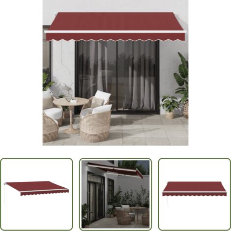 Tenda retrattile -  Tenda da Sole Retrattile Manuale con LED Bordò 350x250 cm