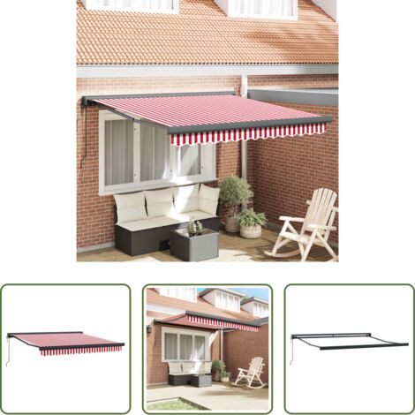 Tenda retrattile -  Tenda da Sole Rosso e Bianco 350 x 250 x 165 cm