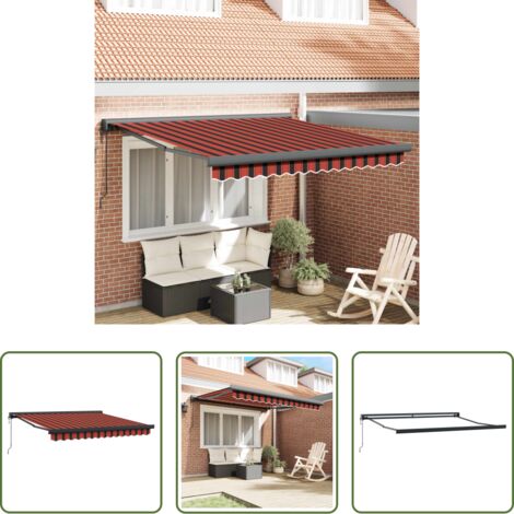 Tenda retrattile -  Tenda da Sole Rosso e Nero 350 x 250 x 165 cm