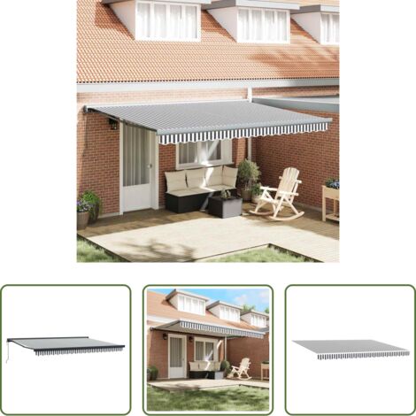 Tenda retrattile -  Tenda Retrattile Antracite e Bianca 4,5x3 m Tessuto e Alluminio