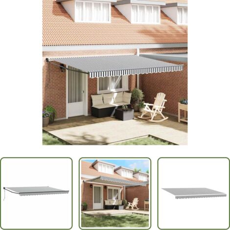 Tenda retrattile -  Tenda Retrattile Antracite e Bianca 4,5x3 m Tessuto e Alluminio