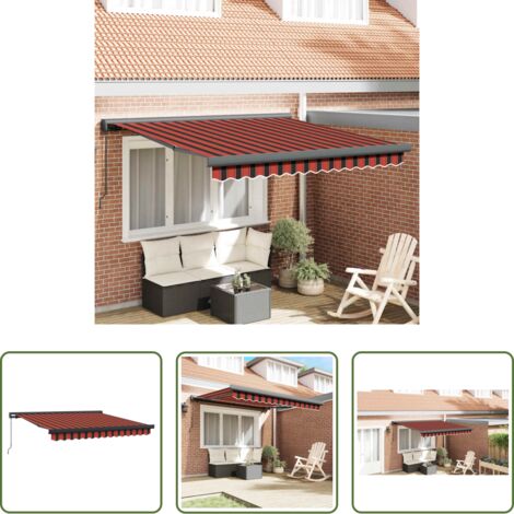 Tenda retrattile -  Tenda Retrattile Arancione e Marrone 3x2,5m Tessuto e Alluminio
