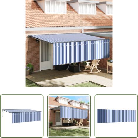Tenda retrattile -  Tenda Retrattile Blu e Bianco 400 × 300 cm