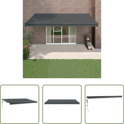 Tenda retrattile -  Tenda Sole Automatica Retrattile Antracite 5x3 m