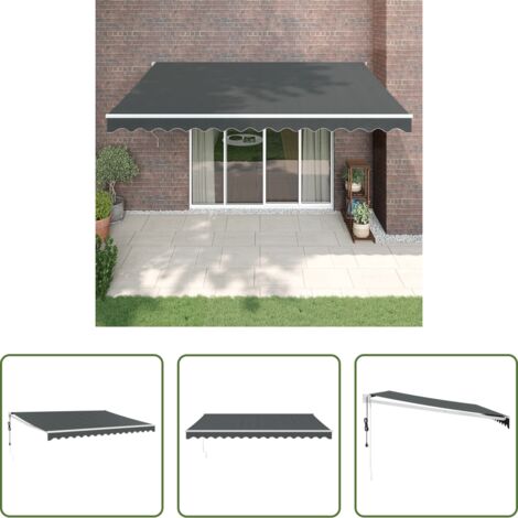 Tenda retrattile -  Tenda Sole Automatica Retrattile Antracite 5x3 m