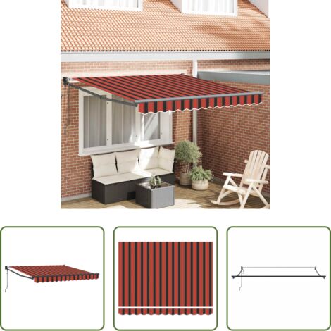 Tenda retrattile -  Tenda Sole Automatica Retrattile Arancione e Marrone 3,5x2,5 m