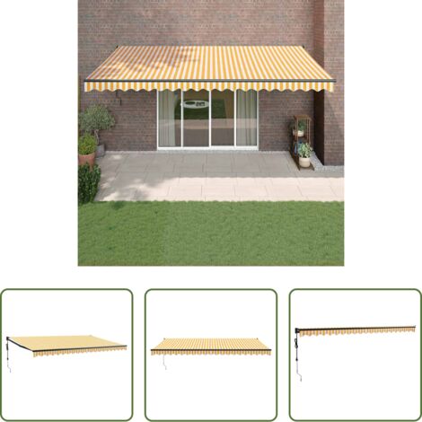 Tenda retrattile -  Tenda Sole Automatica Retrattile Gialla e Bianca 5x3 m