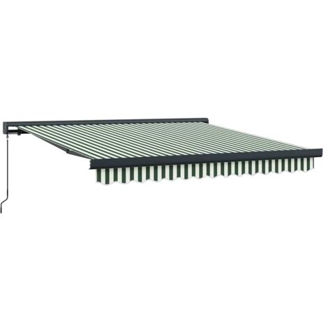 Tenda Retrattile Verde e Bianco 350 x 250 cm Tessuto e Metallo vidaXL