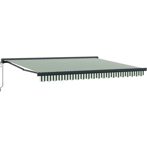Tenda Retrattile Verde e bianco 400 × 300 cm Tessuto, Metallo vidaXL