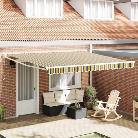 Tenda Retrattile Verde e bianco 400 × 350 cm Tessuto e Metallo vidaXL