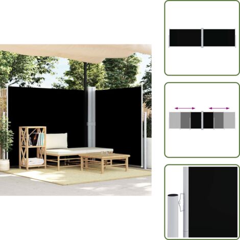 Tenda retrattile - vidaXL Tenda da Sole Laterale Retrattile Nera 180x600 cm - Tenda da sole per patio