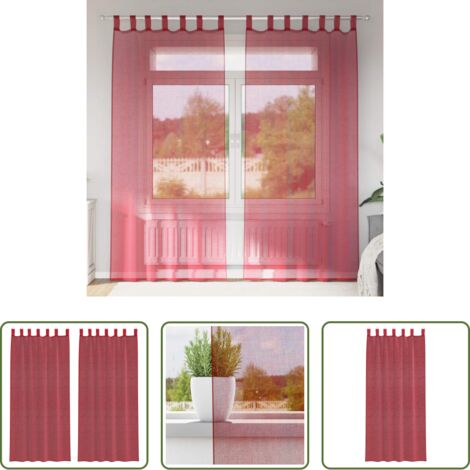 Tenda semitrasparente -  Tende in Voile con Tasche per Aste 2 pz Rosso Vino