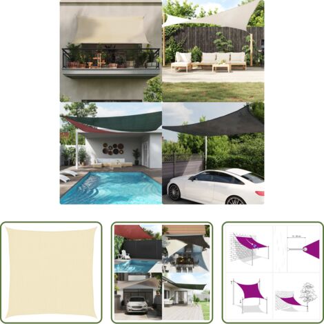 Tenda solare -  Parasole a vela HDPE Quadrato 3,6x3,6x3,6 m Crema