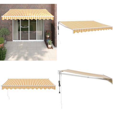 Tenda Sole Automatica Retrattile Gialla e Bianca 3,5x2,5 m - Tenda retrattile - Tenda da giardino