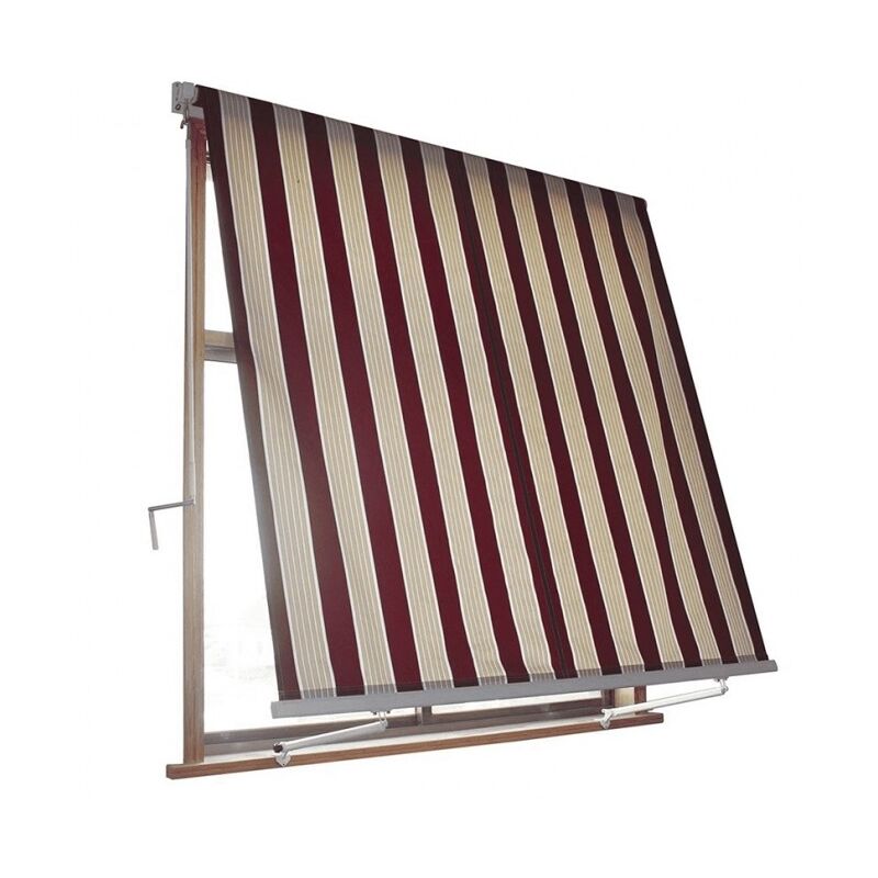 Tenda sole caduta 4x2,45 mt senza cassonetto bracci beige bordeaux rigata balcone 208v