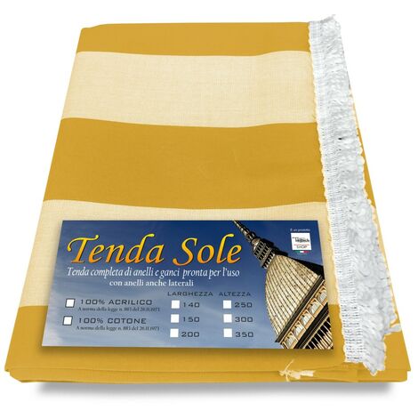 TENDA Sole da ESTERNO Giardino BALCONE RIGA Larga PARI GIALLA CONFEZIONATA Cm. 140x250
