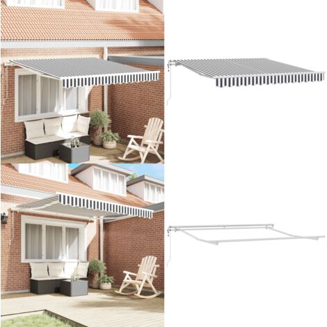 Tenda Sole Retrattile Automatica 300x250 cm Antracite e Bianco - Tenda da sole automatica - Protezione dal sole