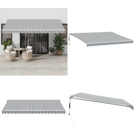 Tenda Sole Retrattile Automatica 450x350 cm Antracite e Bianco - Tenda da sole automatica - Protezione dai raggi UV