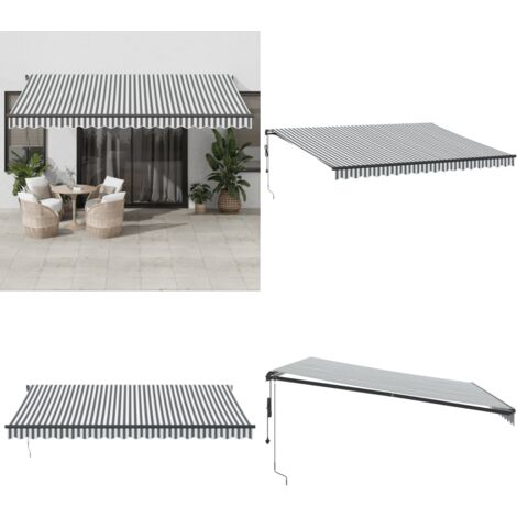 Tenda Sole Retrattile Automatica 450x350 cm Antracite e Bianco - Tenda da sole automatica - Protezione dal sole