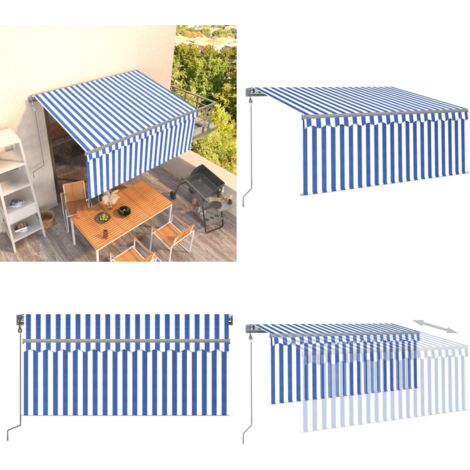Tenda Sole Retrattile Automatica Parasole 3,5x2,5m Blu Bianco - Tenda retrattile - Parasole