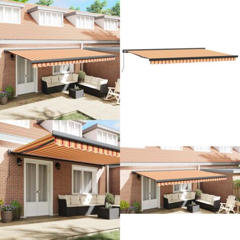 Tenda Sole Retrattile Gialla e Bianca 4x3 m Tessuto e Alluminio - Ombra da giardino - Protezione solare