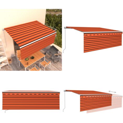 Tenda Sole Retrattile Manuale con Parasole 4x3m Arancio Marrone - Tenda da sole retrattile - Parasole
