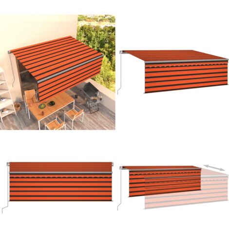 Tenda Sole Retrattile Manuale Parasole 4x3m Arancione e Marrone - Tenda da sole retrattile - Parasole
