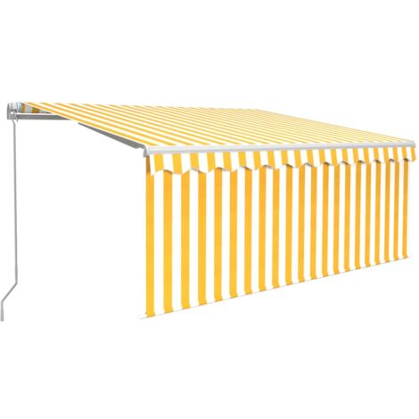 Tenda Sole Retrattile Manuale Parasole LED 3x2,5m Gialla Bianca vidaXL