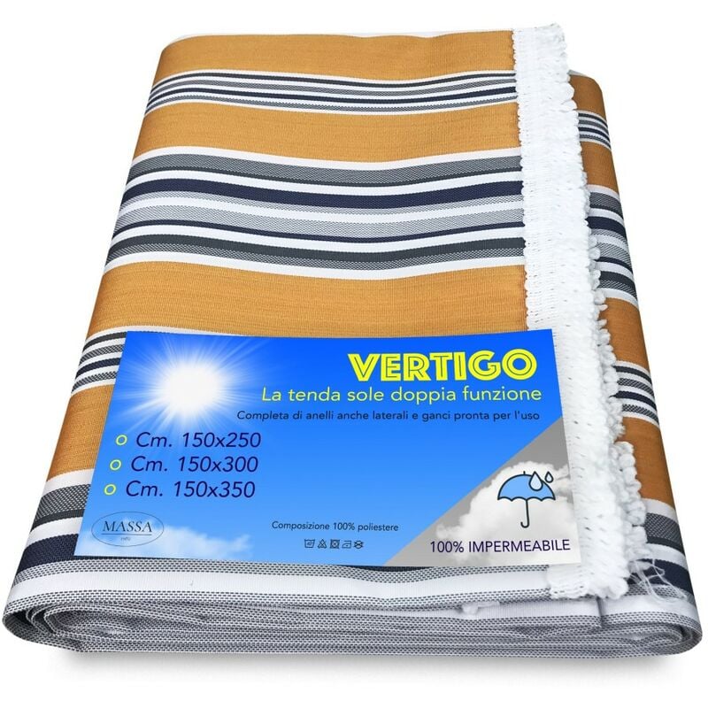 Tenda sole vertigo da esterno giardino balcone righino giallo impermeabile e idrorepellente Cm. 150 x 250