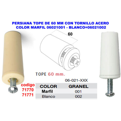 Tenda superiore da 60 mm con vite in acciaio bianco
