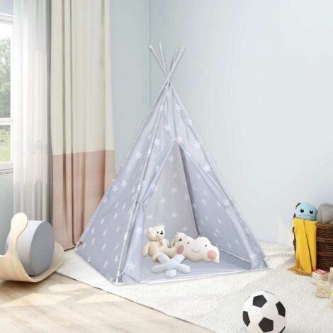 Tenda Tipi Bambini con Borsa Grigio Poliestere 115x115x160cm vidaXL