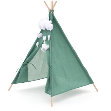 Tenda Tipi per Bambini Montessori Robincool Kaplana 80x80x110 cm Pieghevole Uso Interno e Esterno Fabbricata in Tessuto Verde